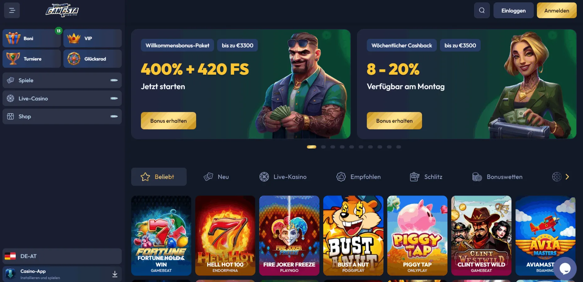 Online Gangsta Casino Lobby-Seite Gangsta Casino Lobby-Seite